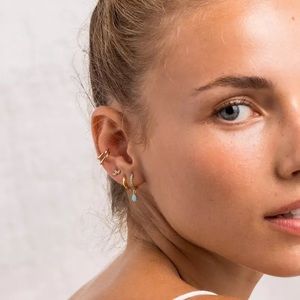925 Sterling Silver Huggie Pin Turquoise Earrings